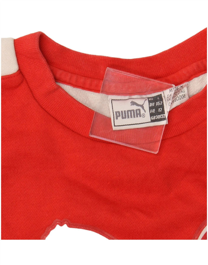 PUMA Boys Graphic Sweatshirt Jumper 11-12 Years Red Colourblock Cotton