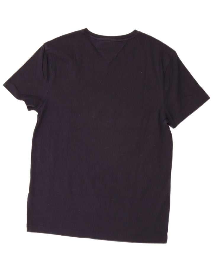 TOMMY HILFIGER Mens Stretch Slim Fit T-Shirt Top Medium Navy Blue Cotton