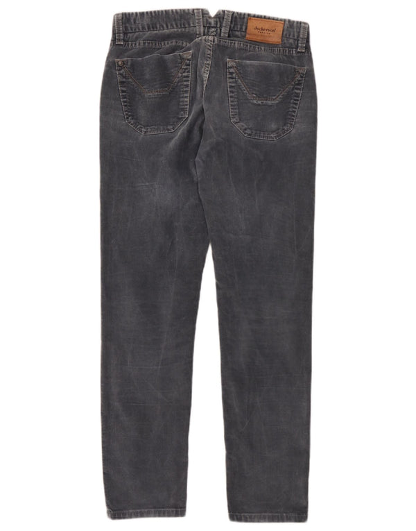 Jeckerson Mens Slim Fit Corduroy Trousers W29 L28 Grey Cotton
