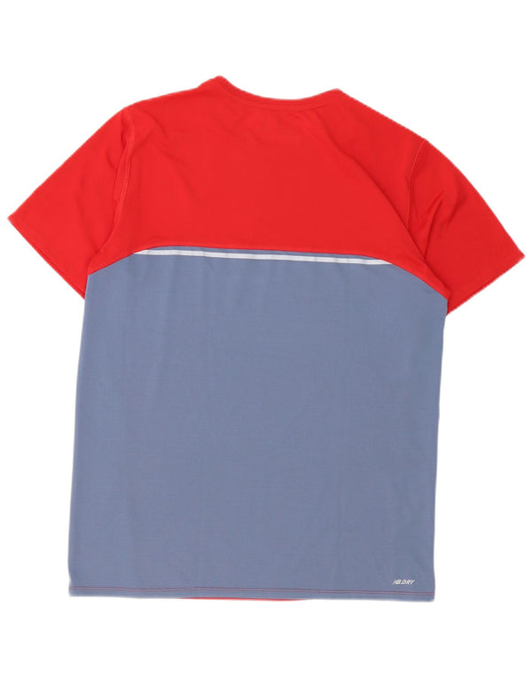 New Balance Mens T-Shirt Top Medium Red Colourblock