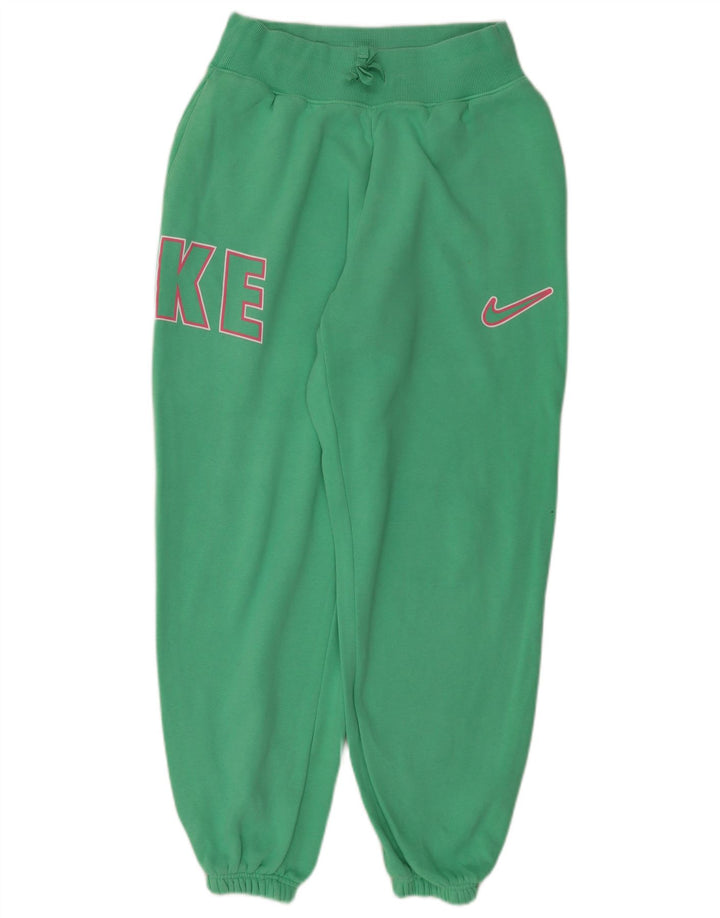 NIKE Womens Graphic Tracksuit Trousers Joggers UK 10 Small Green Cotton