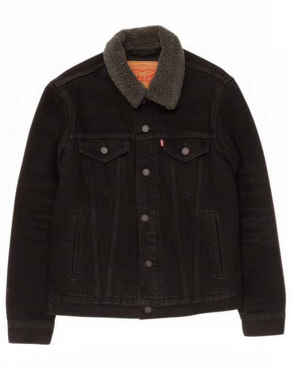 Levi's Mens Denim Sherpa Jacket UK 36 Small Black Cotton
