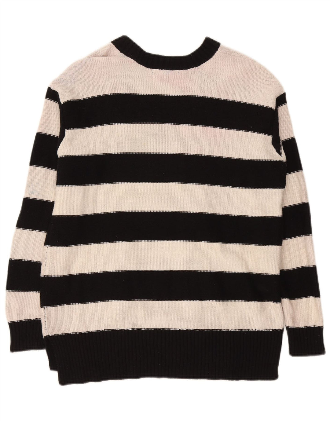 CHAPS Womens Oversized V-Neck Jumper Sweater UK 10 Small Black Striped