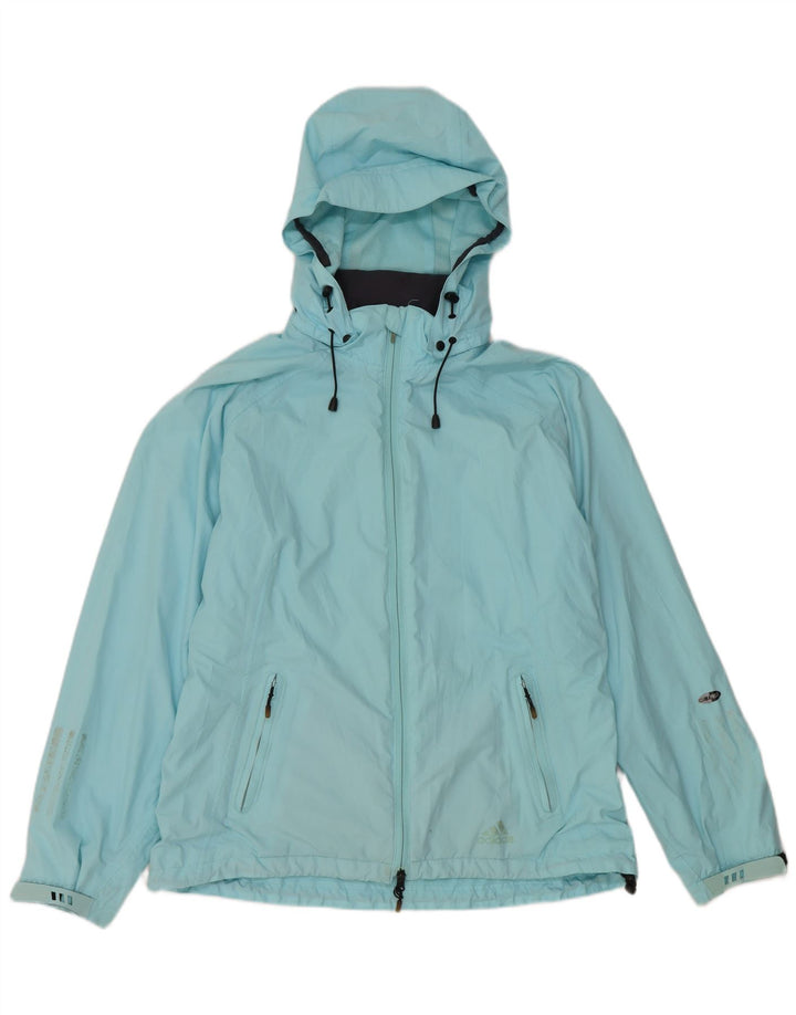 Adidas Womens Clima Proof Hooded Rain Jacket UK 16 Large Blue Polyester
