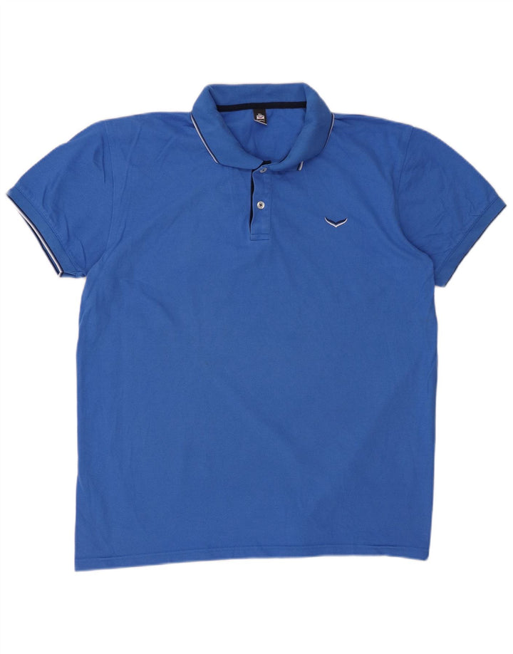 TRIGEMA Mens Polo Shirt XL Blue Cotton