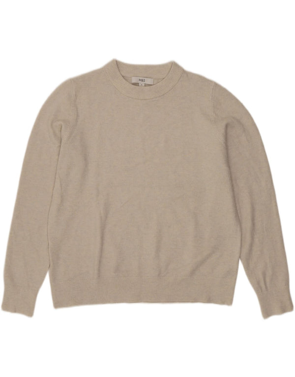Marks & Spencer Womens Crew Neck Jumper Sweater UK 14 Medium Beige
