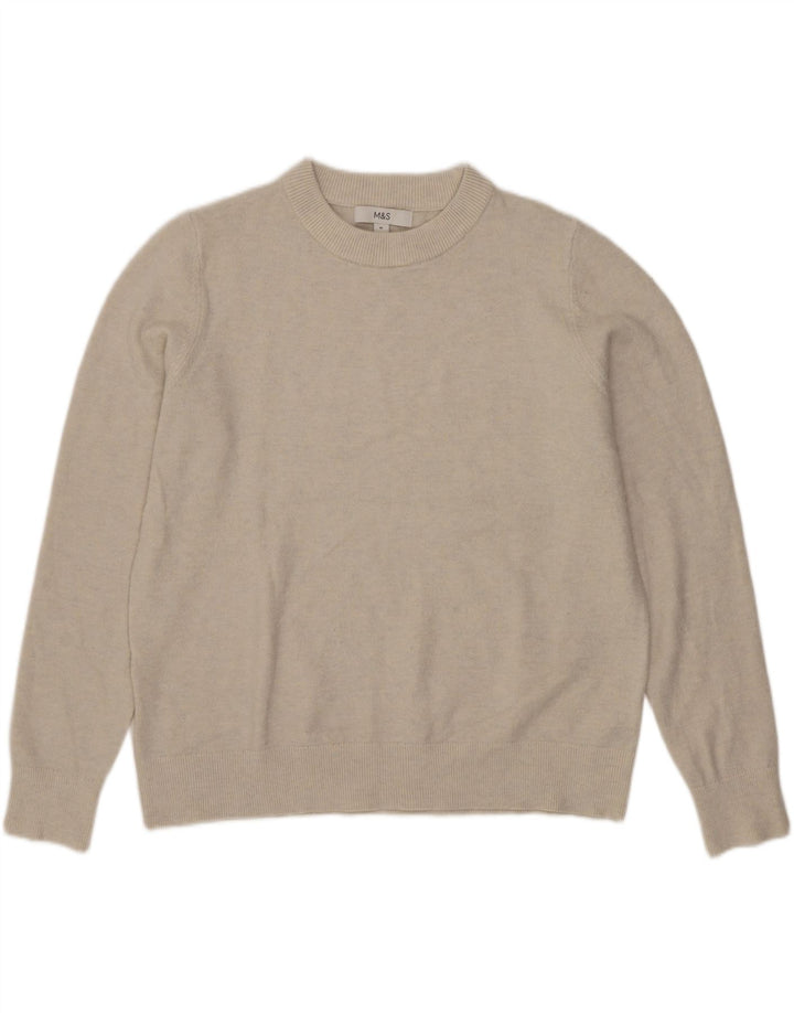 Marks & Spencer Womens Crew Neck Jumper Sweater UK 14 Medium Beige
