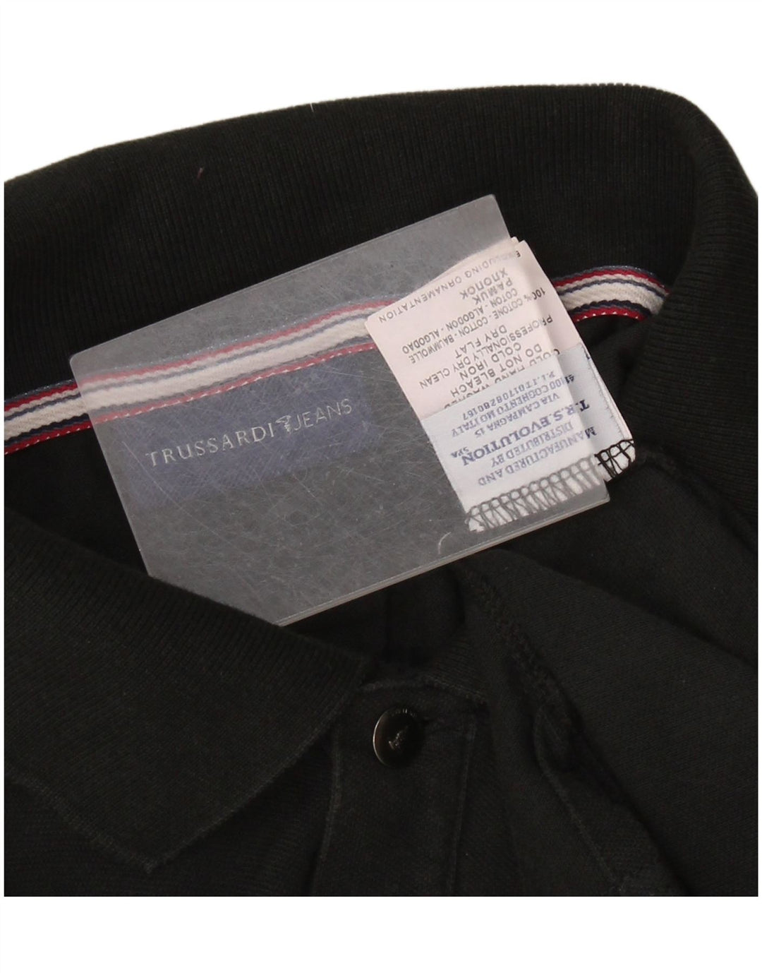 TRUSSARDI JEANS Mens Polo Shirt 3XL Black Cotton