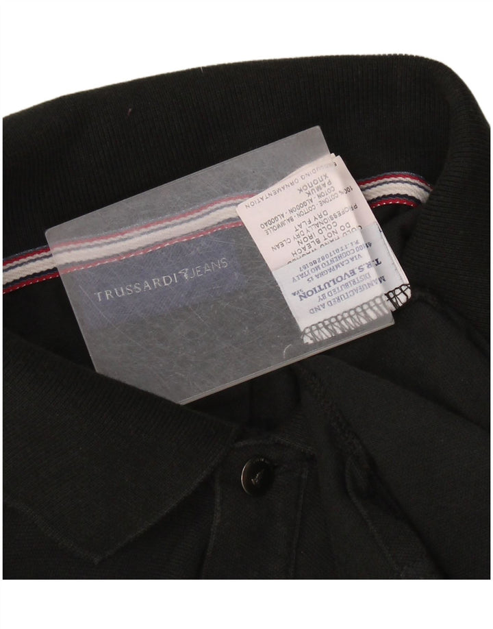 TRUSSARDI JEANS Mens Polo Shirt 3XL Black Cotton
