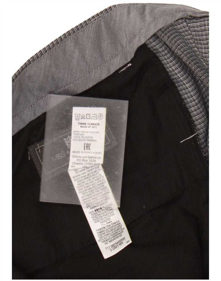 Marks & Spencer Mens Regular Fit Suit Trousers W36 L29 Grey Check Polyester