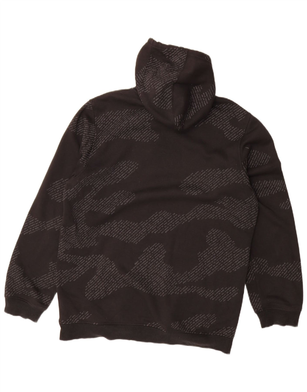 ADIDAS Mens Graphic Hoodie Jumper Large Black Camouflage Cotton