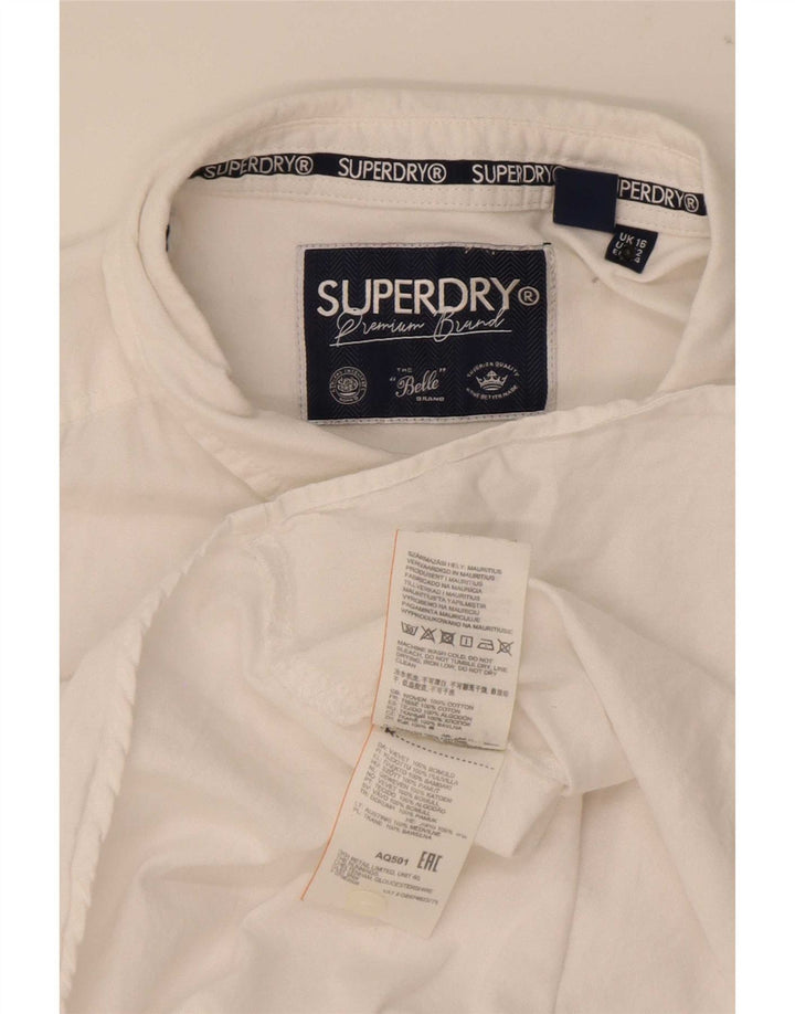 Superdry Womens Shirt UK 16 Large White Cotton