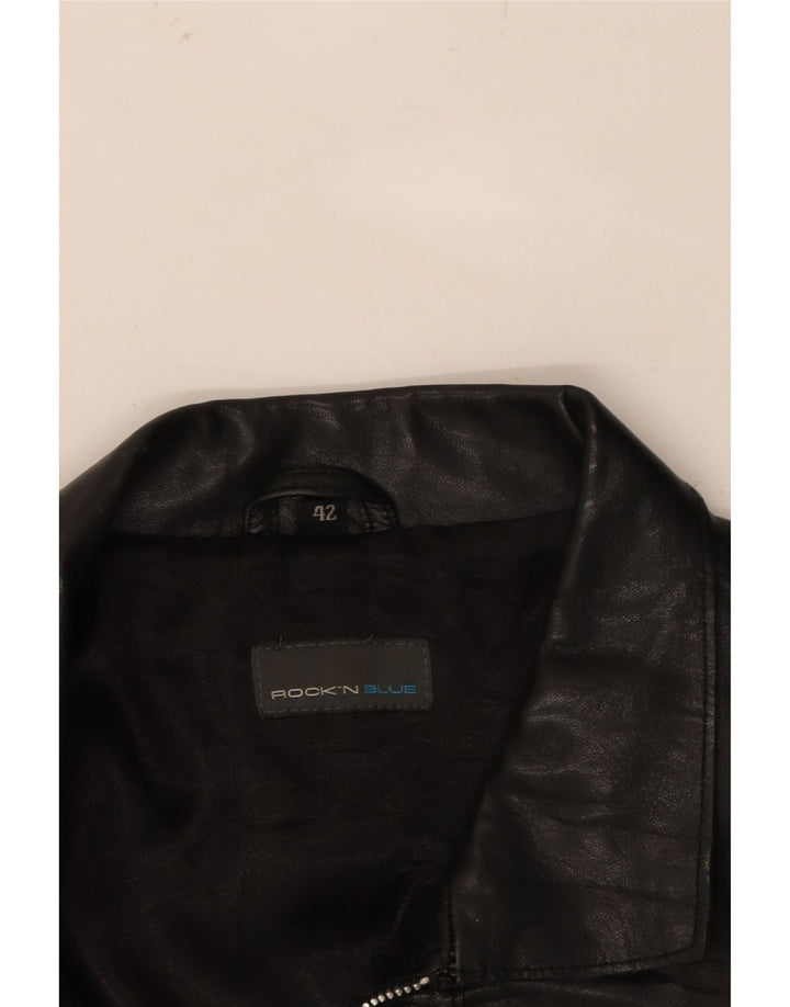 ROCK'N BLUE Womens Crop Leather Jacket IT 42 Medium Black Vintage Rock'N Blue and Second-Hand Rock'N Blue from Messina Hembry 