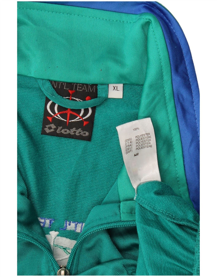 LOTTO Mens Graphic Tracksuit Top Jacket XL Green Colourblock Polyester