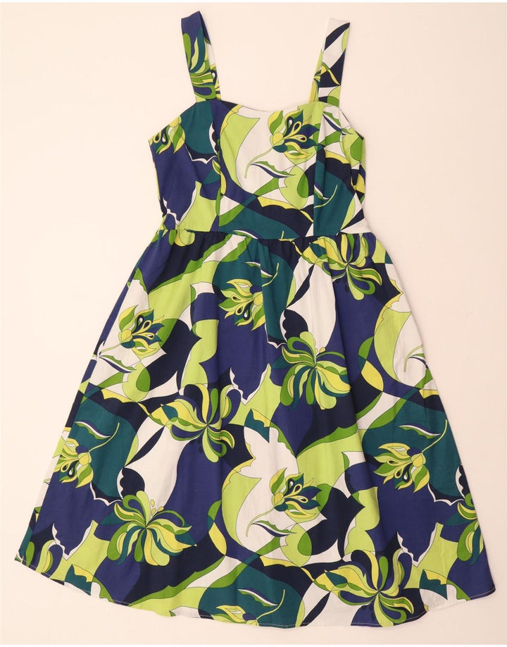 VINTAGE Womens Sundress IT 48 XL Multicoloured Floral Cotton