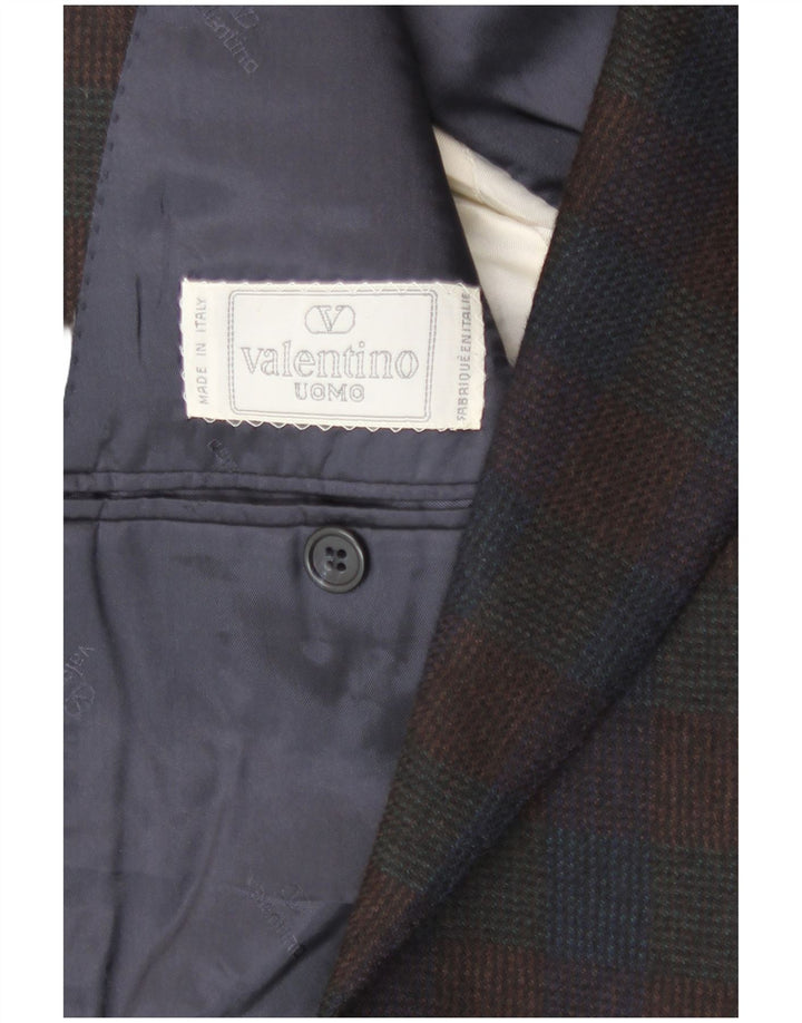Valentino Mens 2 Button Blazer Jacket UK 38 Medium Navy Blue Check