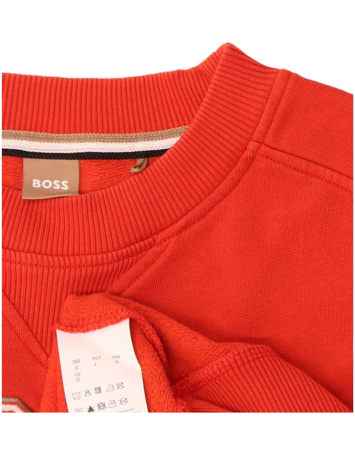 Hugo Boss Mens Graphic Sweatshirt Jumper Large Red Cotton