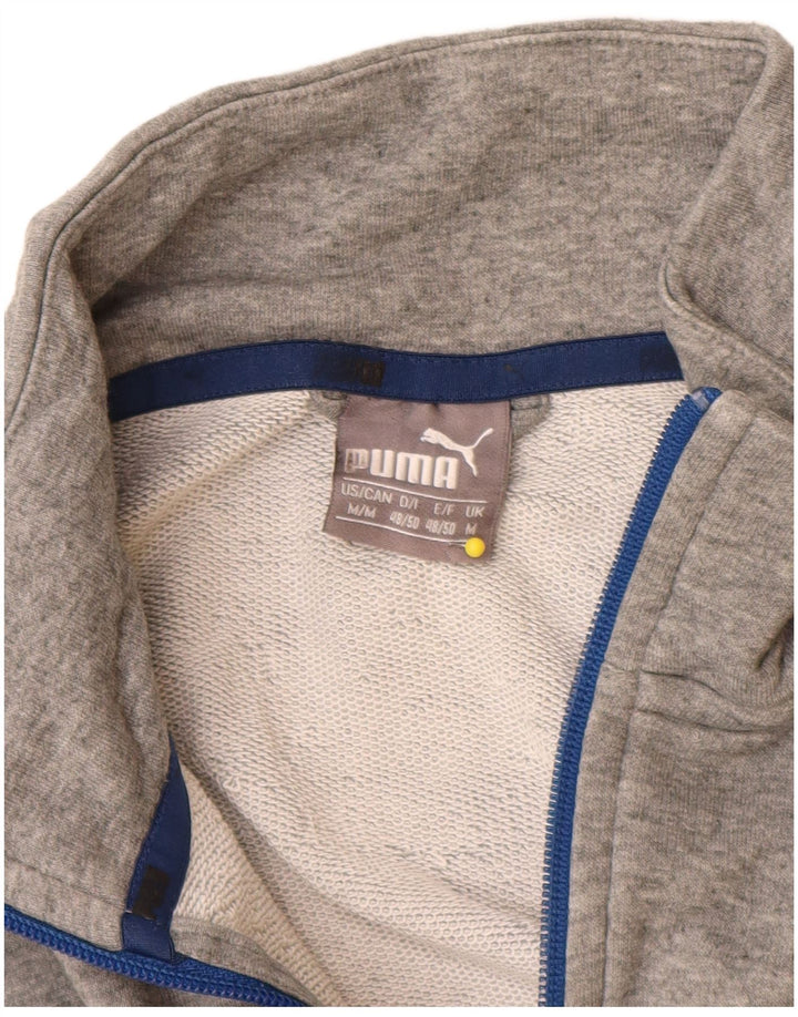 Puma Mens Graphic Tracksuit Top Jacket Medium Grey Flecked Cotton