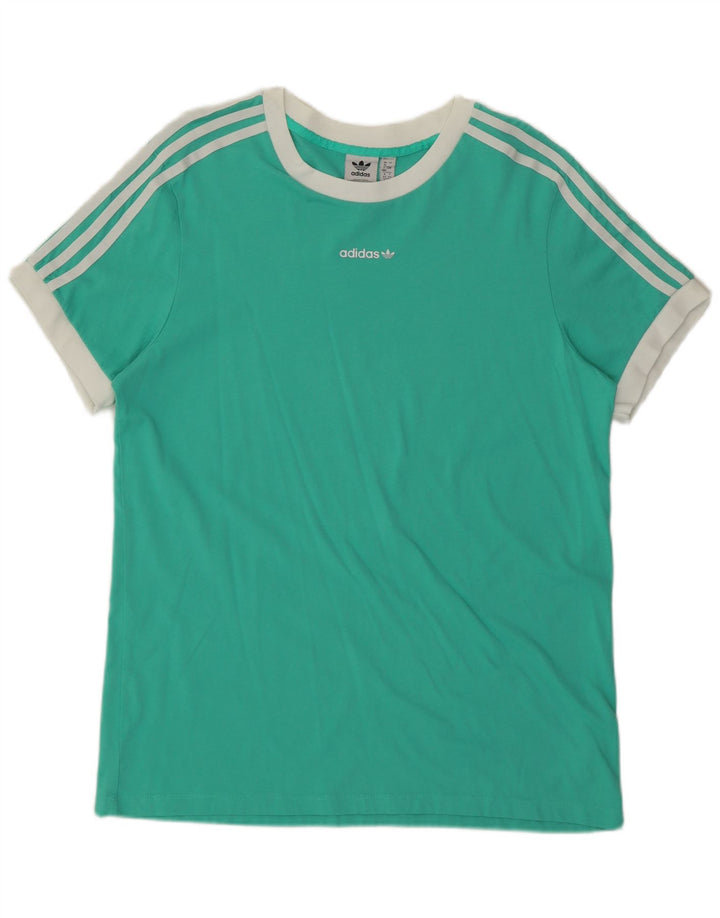 ADIDAS Womens T-Shirt Top UK 16 Large Green Cotton