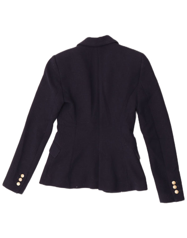 Zara Womens 1 Button Blazer Jacket UK 6 XS Navy Blue Polyester