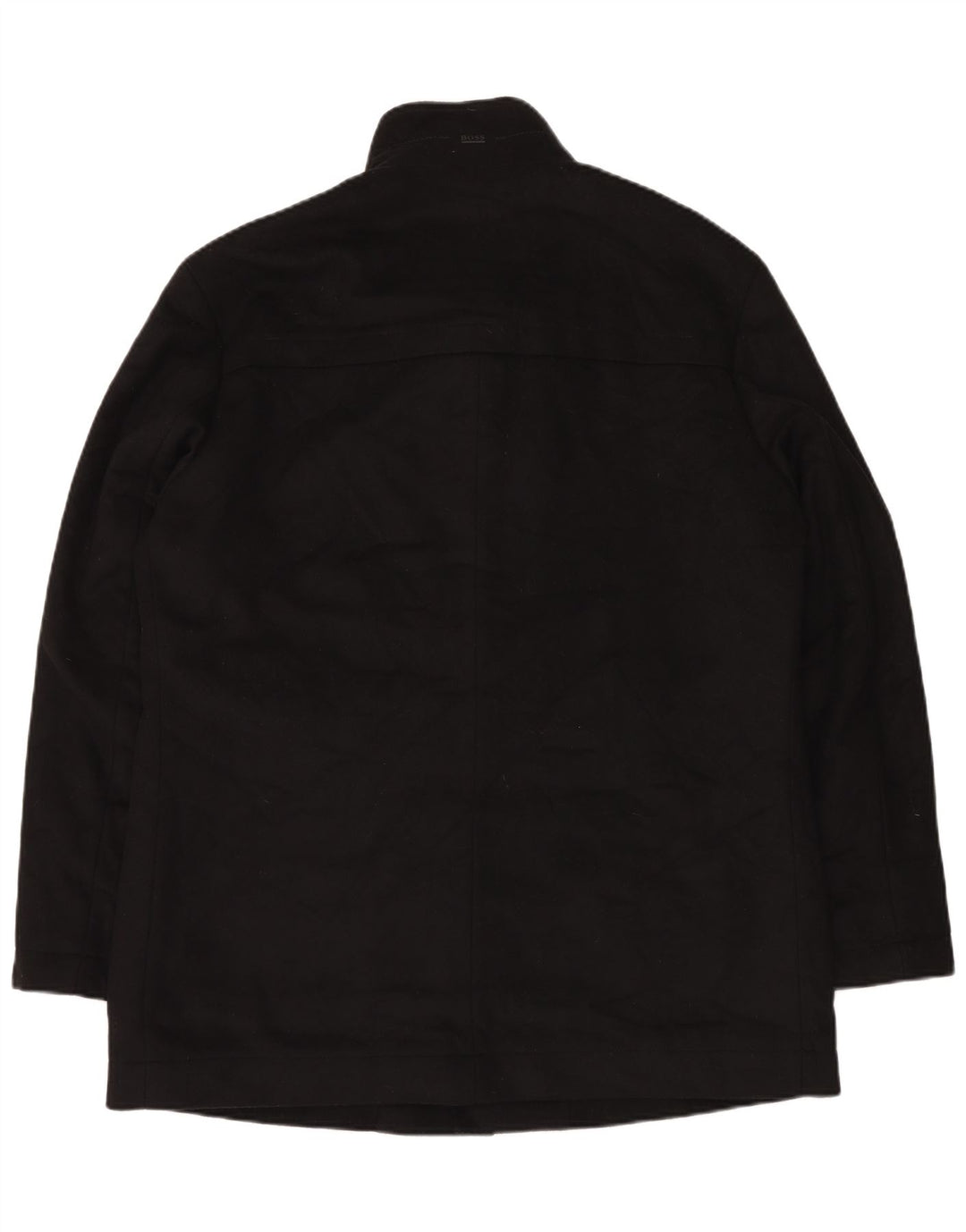 Hugo Boss Mens Overcoat EU 56 3XL Black Wool