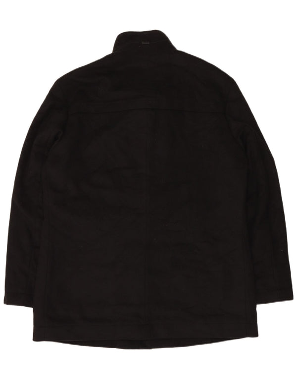 Hugo Boss Mens Overcoat EU 56 3XL Black Wool