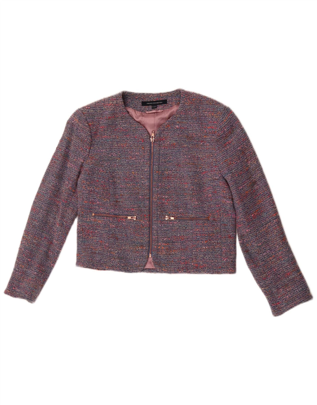 French Connection Womens Crop Blazer Jacket UK 10 Small Blue Flecked