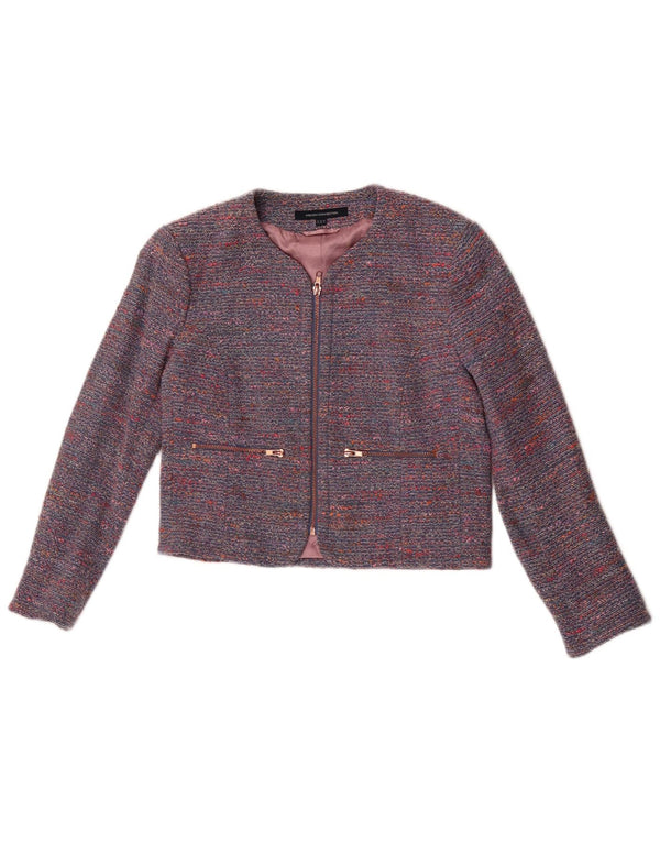 French Connection Womens Crop Blazer Jacket UK 10 Small Blue Flecked