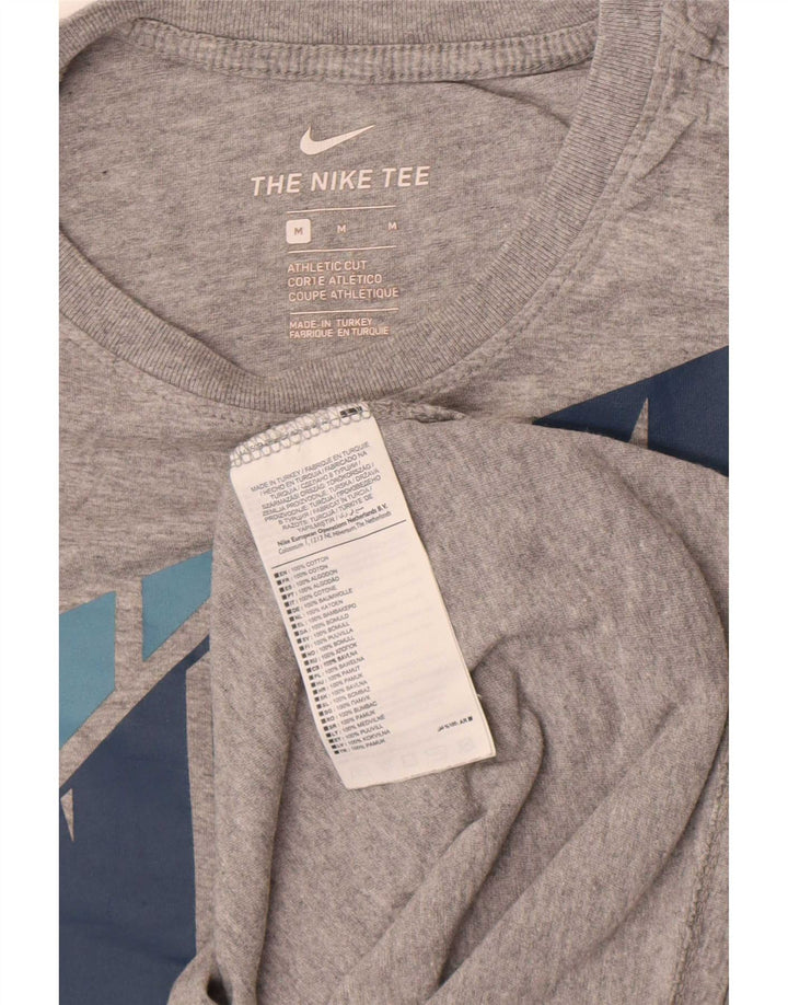 Nike Mens Athletic Cut Graphic T-Shirt Top Medium Grey Cotton