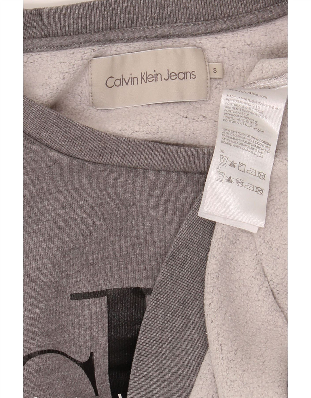CALVIN KLEIN JEANS Womens Oversized Sweatshirt Jumper UK 10 Small Grey Vintage Calvin Klein Jeans and Second-Hand Calvin Klein Jeans from Messina Hembry 