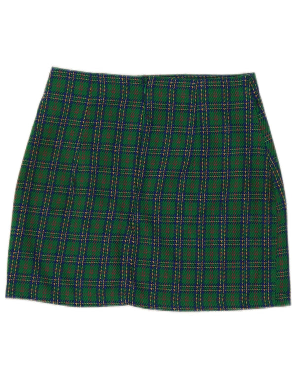 TOPSHOP Womens Petite Mini Skirt UK 6 XS W26 Green Check