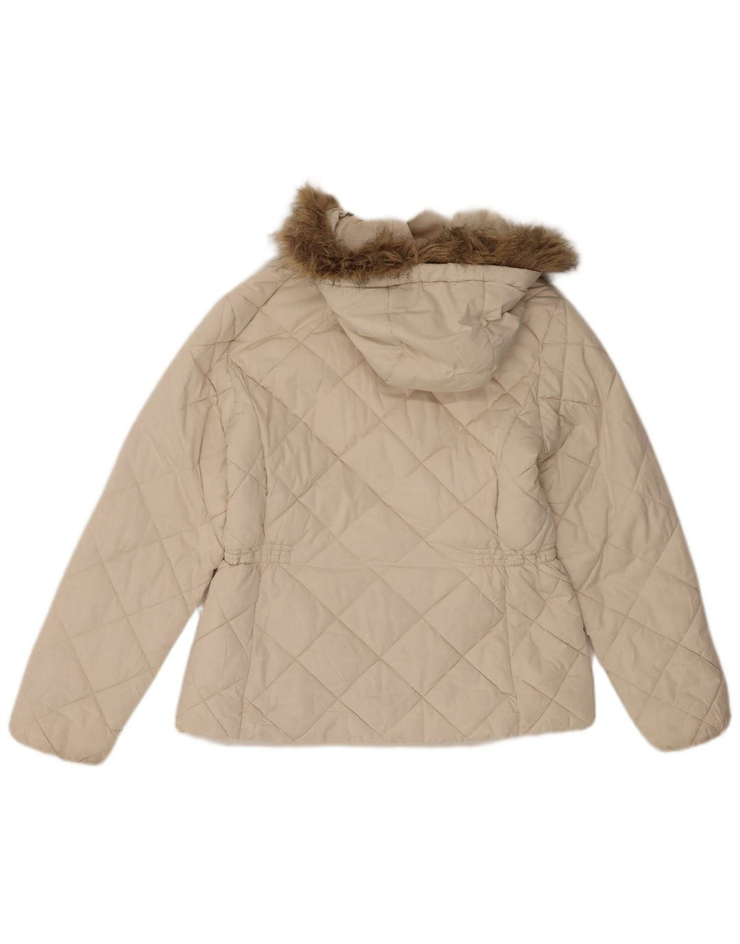 Marks & Spencer Womens Hooded Quilted Jacket UK 12 Medium White Polyester