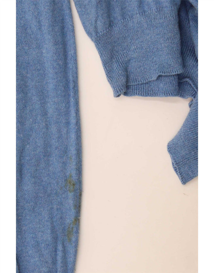 Chaps Mens V-Neck Jumper Sweater Medium Blue Cotton