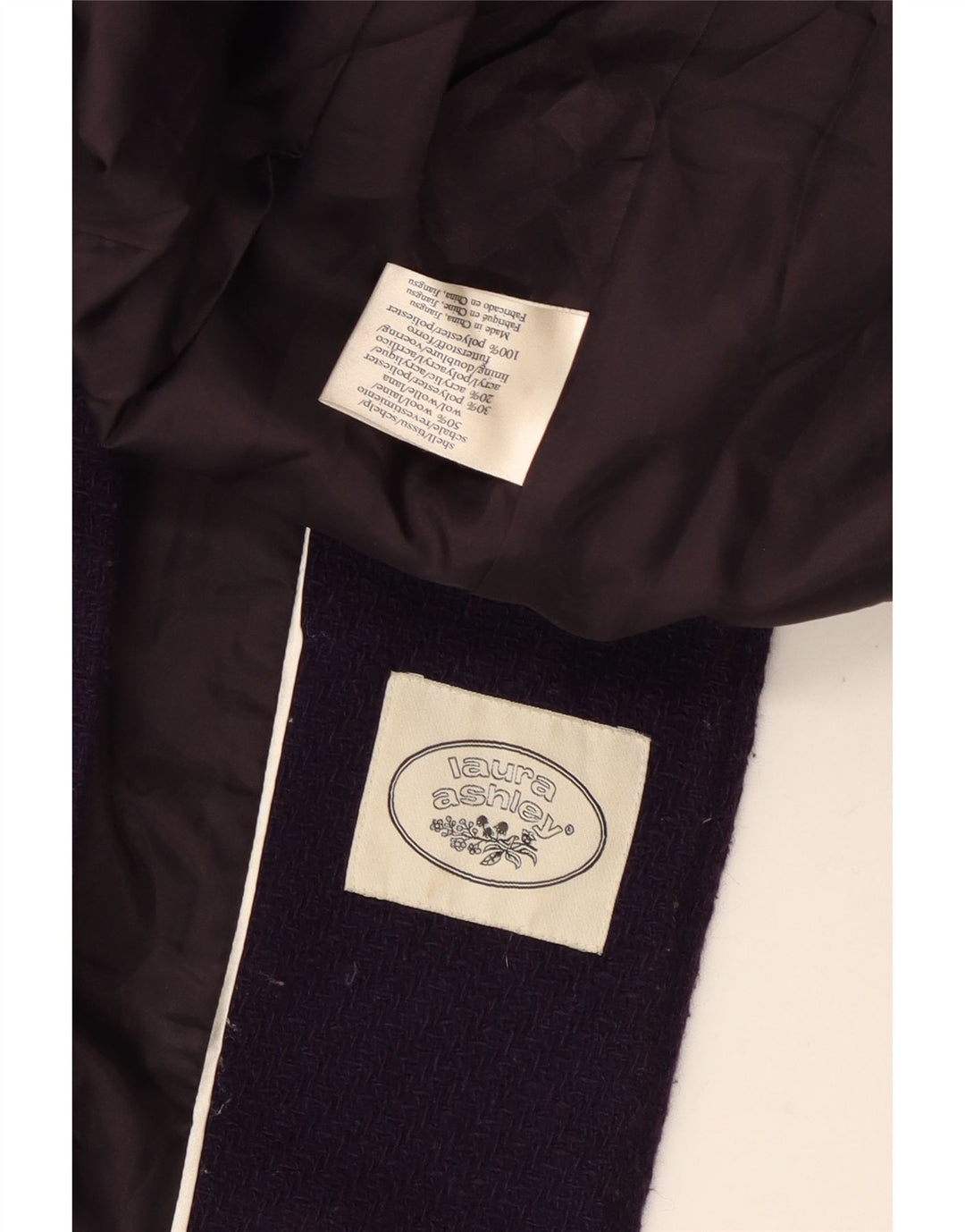 Laura Ashley Womens Hooded Duffle Coat UK 14 Medium Purple Wool