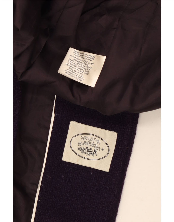 Laura Ashley Womens Hooded Duffle Coat UK 14 Medium Purple Wool