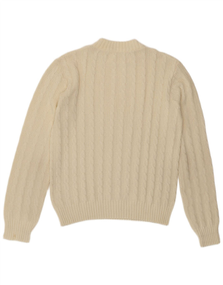 Vintage Mens Crew Neck Jumper Sweater Medium Off White
