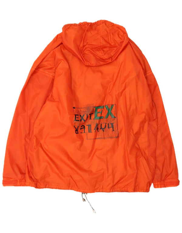 Vintage Mens Graphic Hooded Windbreaker Jacket UK 42 XL Orange Sports
