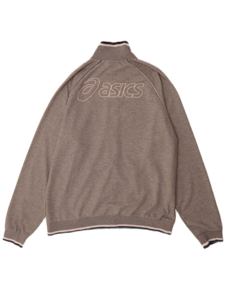 Asics Mens Graphic Tracksuit Top Jacket XL Grey Polyester Sports