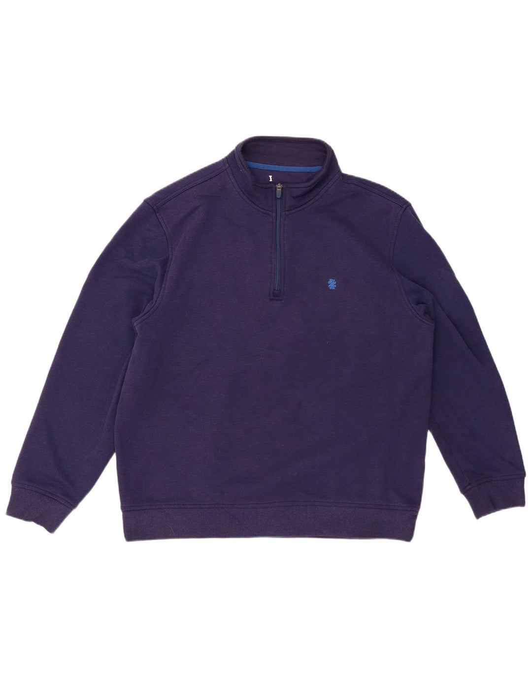 ADVANTAGE Mens Zip Neck Sweatshirt Jumper Large Navy Blue Polyester