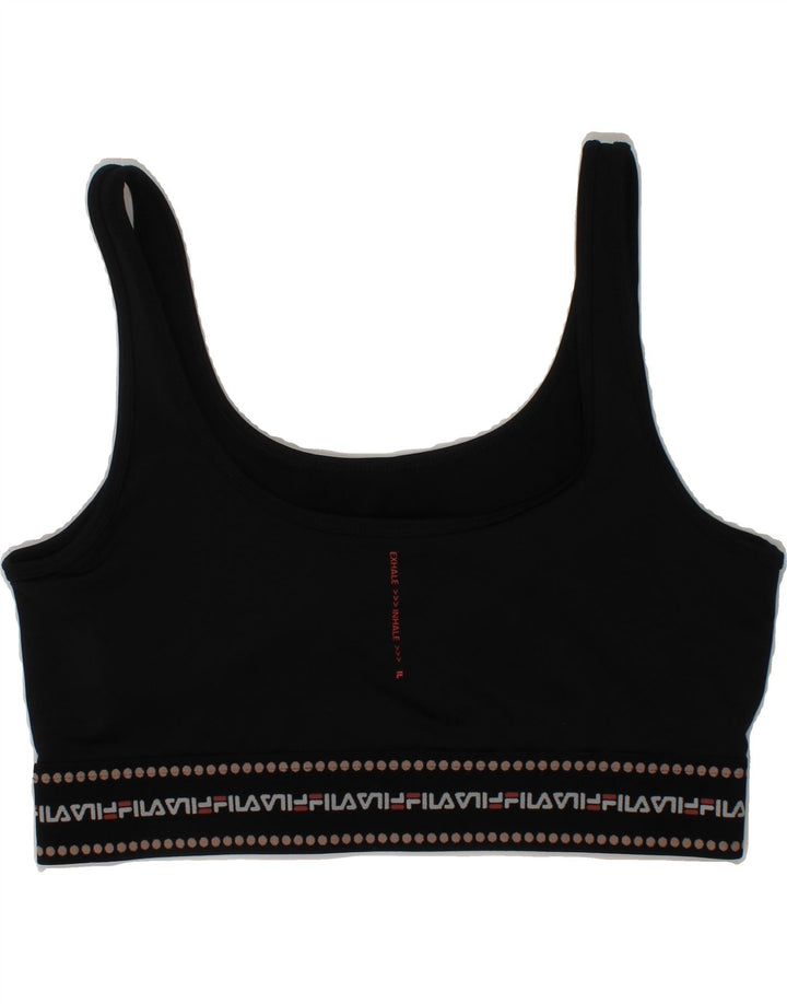 FILA Womens Sport Bra Top UK 16 Large Black Polyester Vintage Fila and Second-Hand Fila from Messina Hembry 