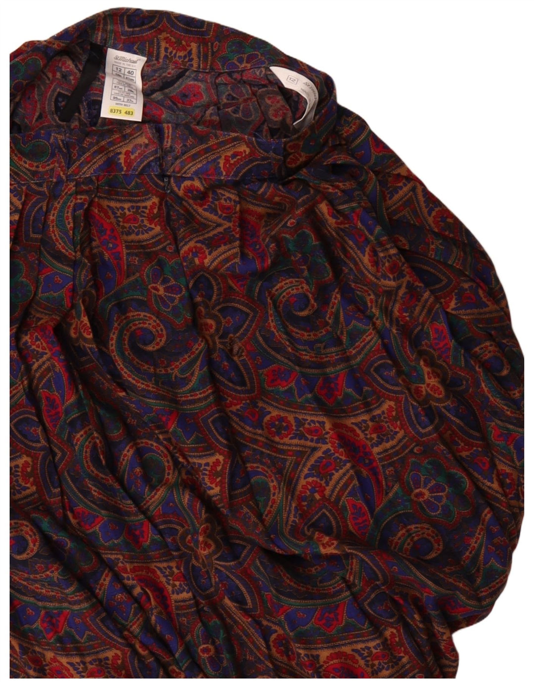 St Michael Womens Pleated Skirt UK 12 Medium W26 Multicoloured Paisley