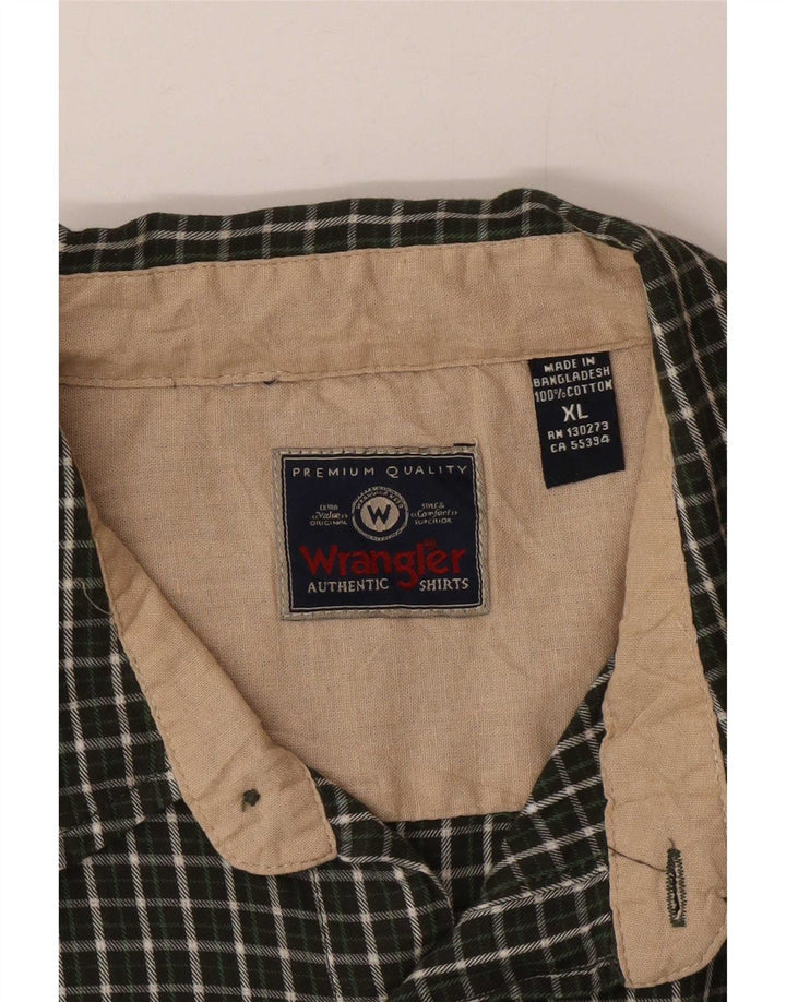 Wrangler Mens Flannel Shirt XL Green Check