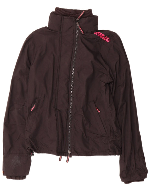 Superdry Womens Windcheater Windbreaker Jacket UK 12 Medium Black