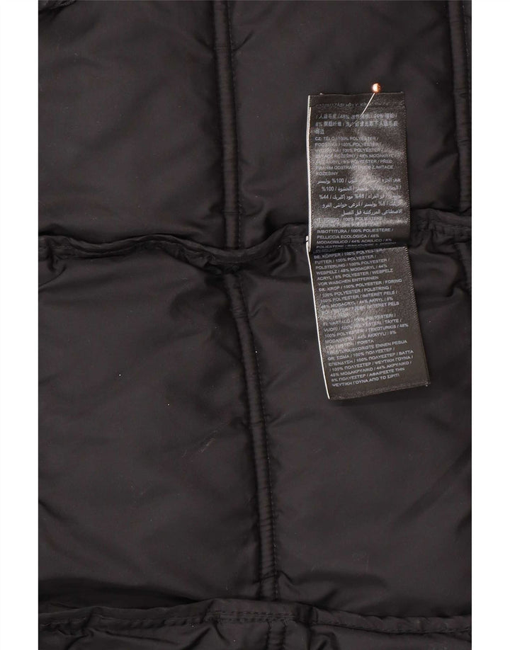 Superdry Womens Hooded Padded Coat UK 12 Medium Black Polyester