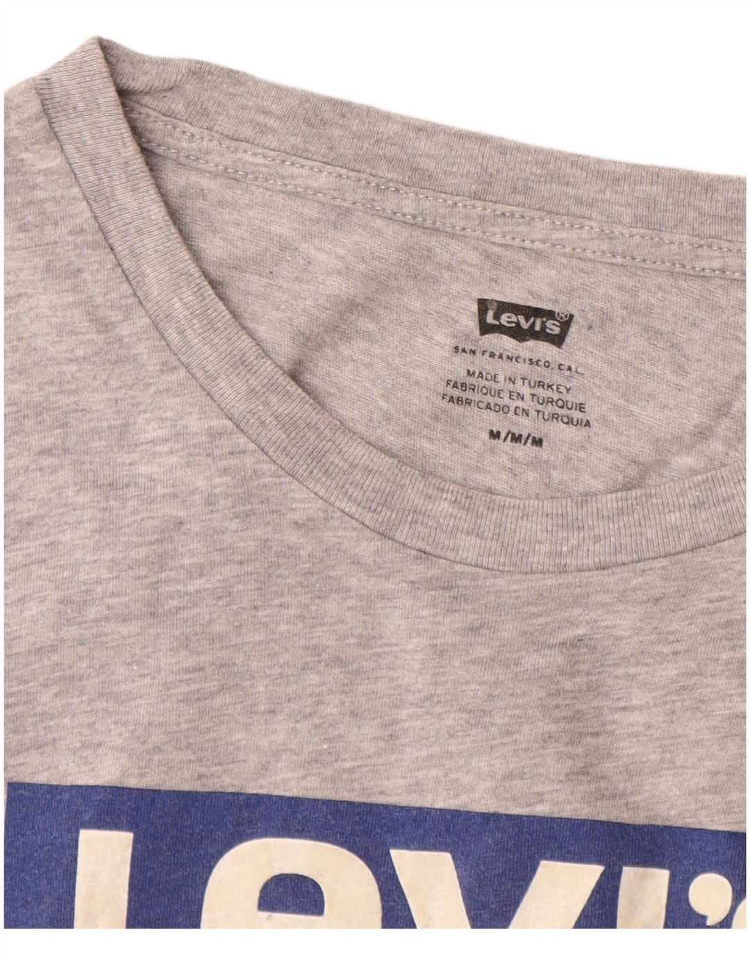 Levi's Mens Graphic T-Shirt Top Medium Grey Flecked Cotton