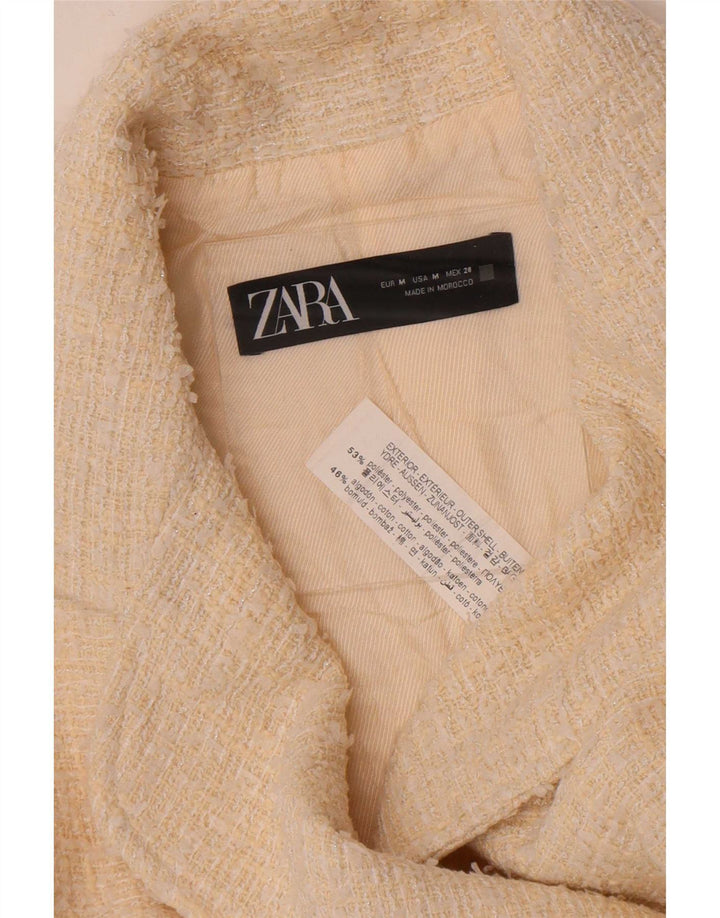 Zara Womens Double Breasted Blazer Jacket UK 12 Medium Off White Polyester