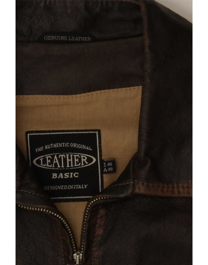 Vintage Mens Leather Jacket IT 48 Medium Brown