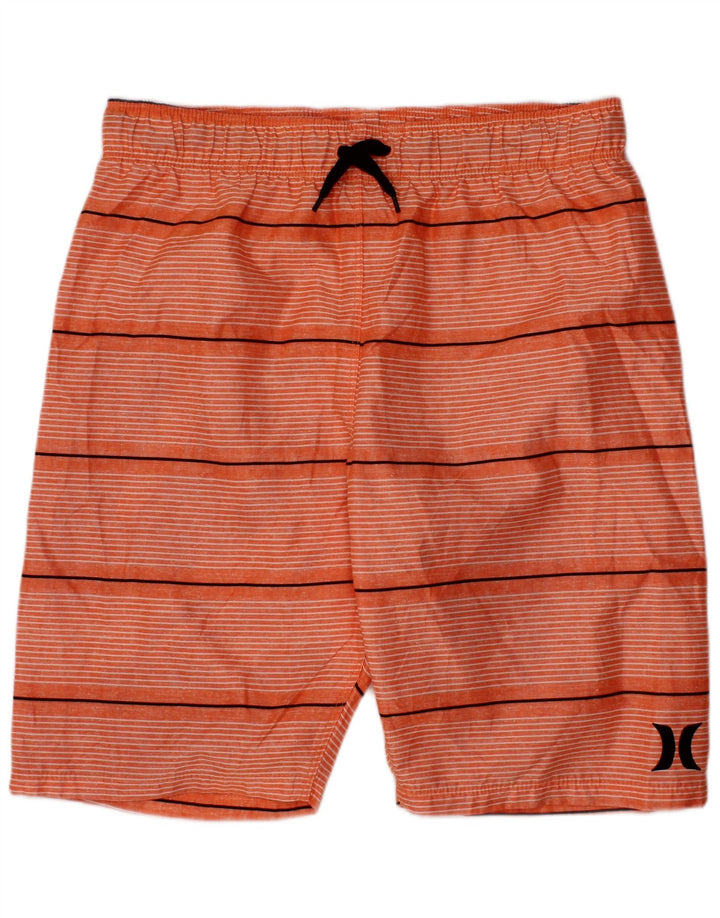 HURLEY Boys Swimming Shorts 10-11 Years  Orange Striped Polyester