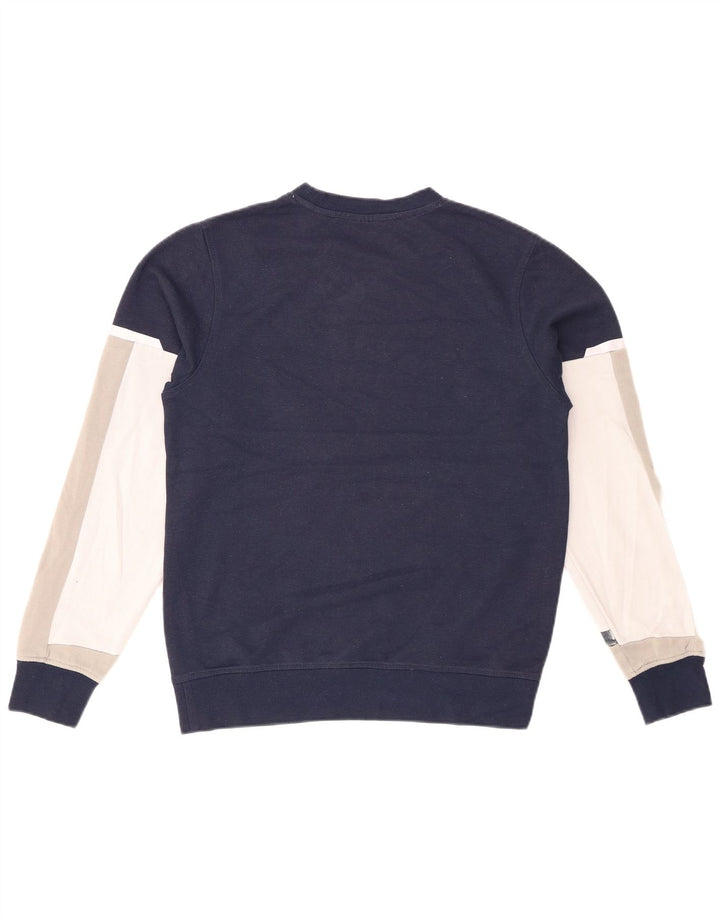 JACK & JONES Mens Sweatshirt Jumper Small Navy Blue Colourblock Cotton