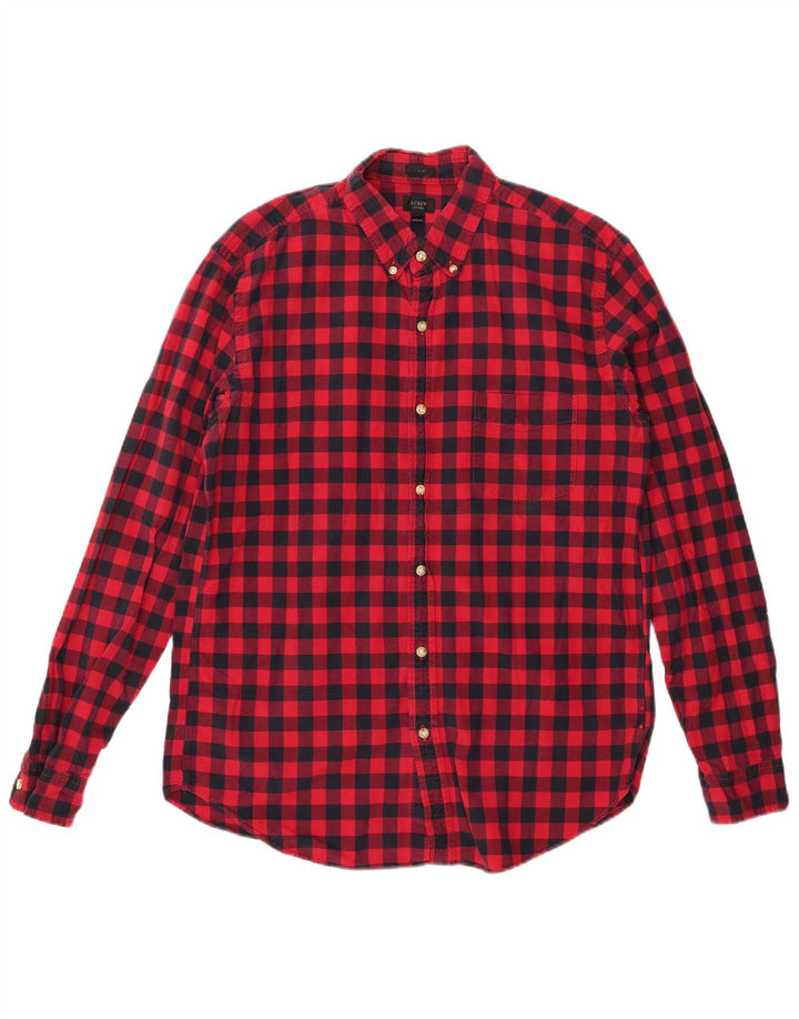 J. CREW Mens Oxford Slim Flannel Shirt Large Red Gingham